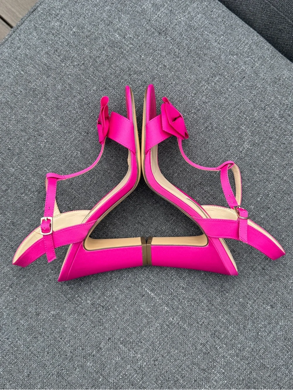 Nina Pink Bow T-Strap Heeled Sandals